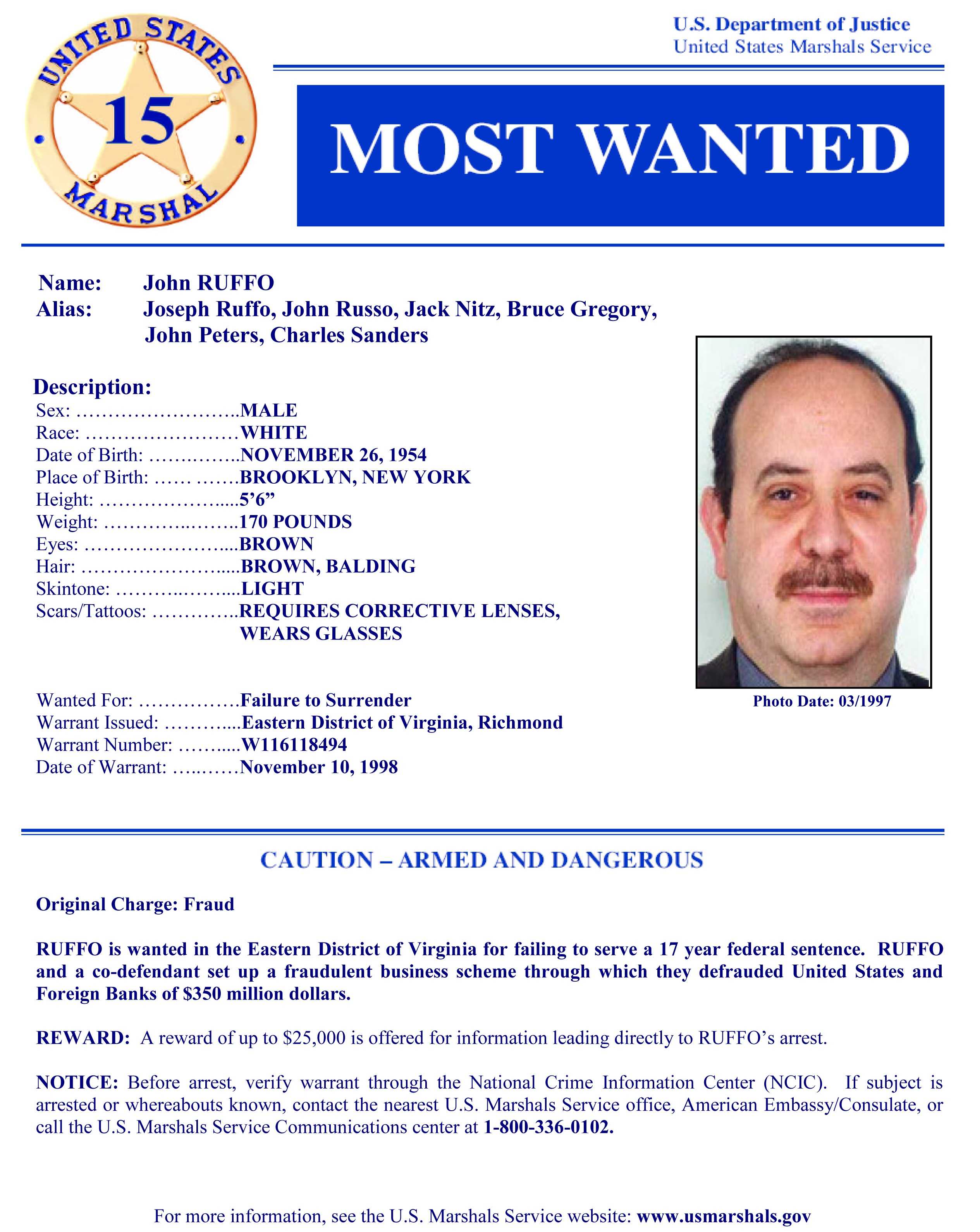 Photos: US Marshals 15 Most Wanted Fugitives