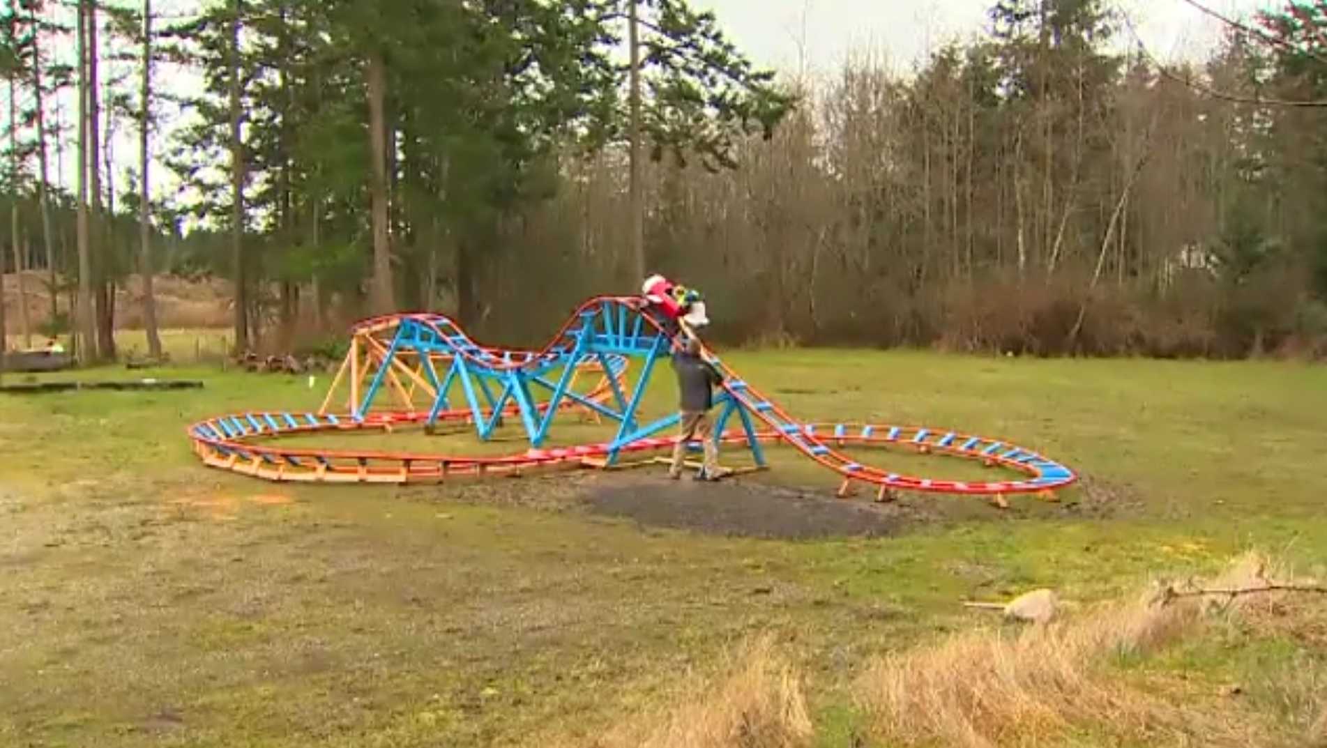 Dad builds backyard roller coaster