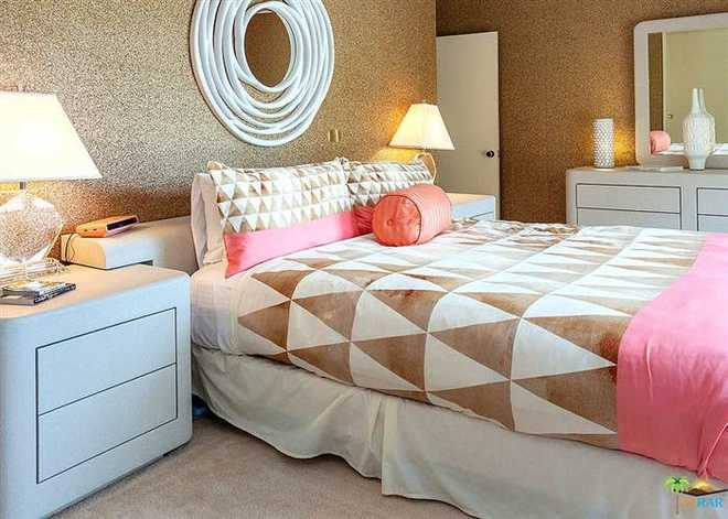 One of the bedrooms in Disney's 4-bedroom Palm Springs escape.
