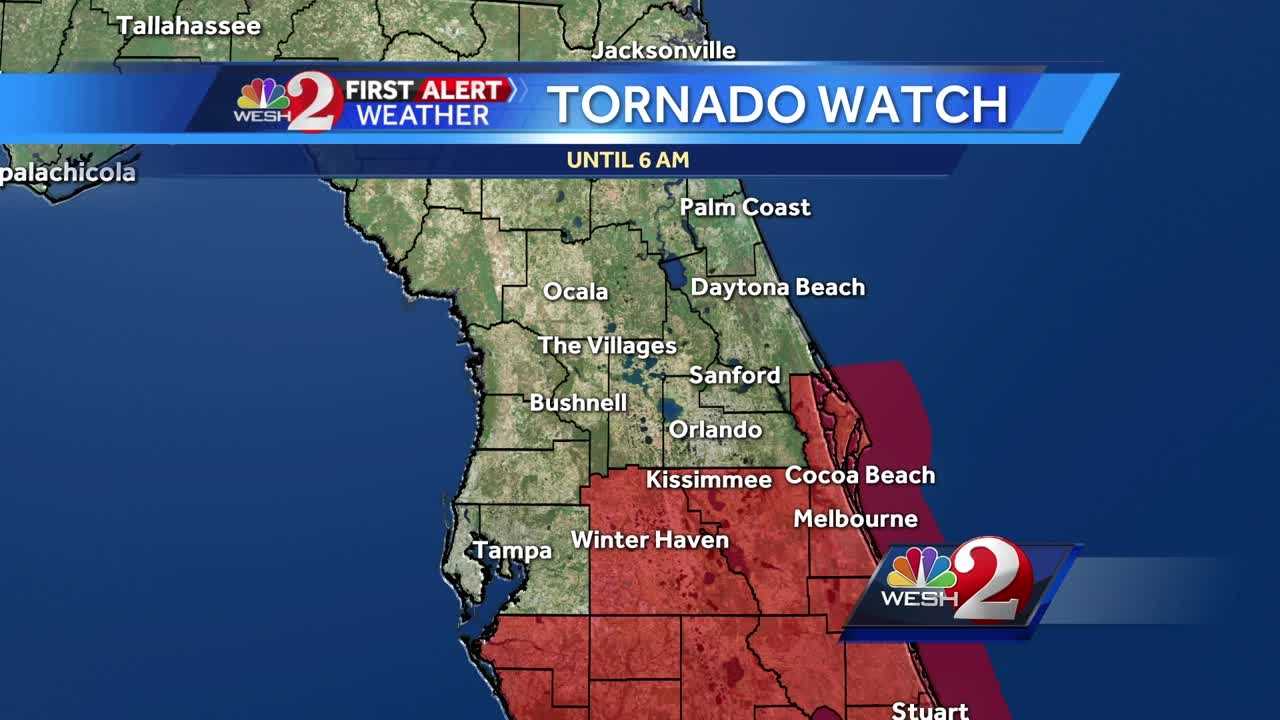 Tornado Watch In Effect For Parts Of Central Florida Until 6 A.m.