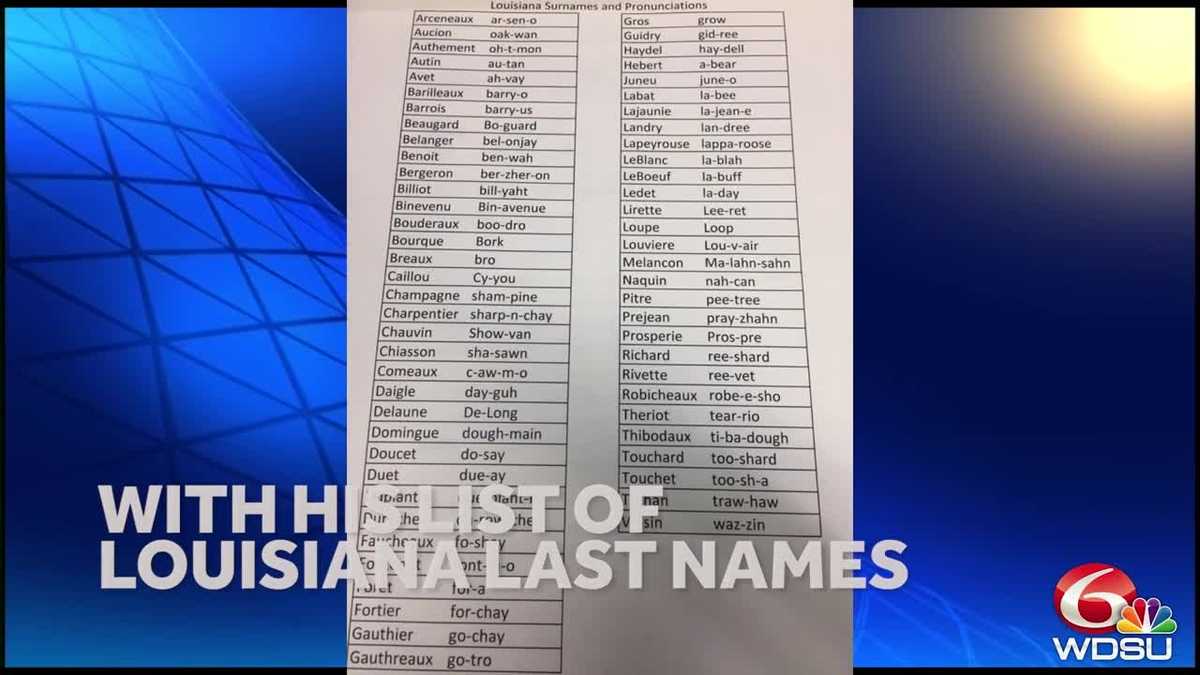 ICYMI: Reddit user shares list on how to pronounce Louisiana last names