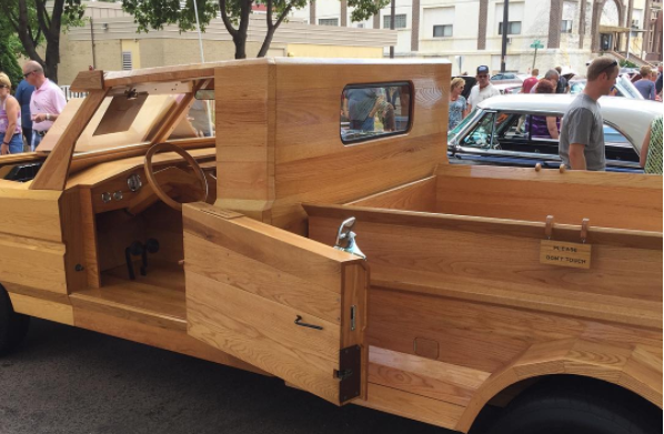 This man made a life-size Ford pickup truck out of wood
