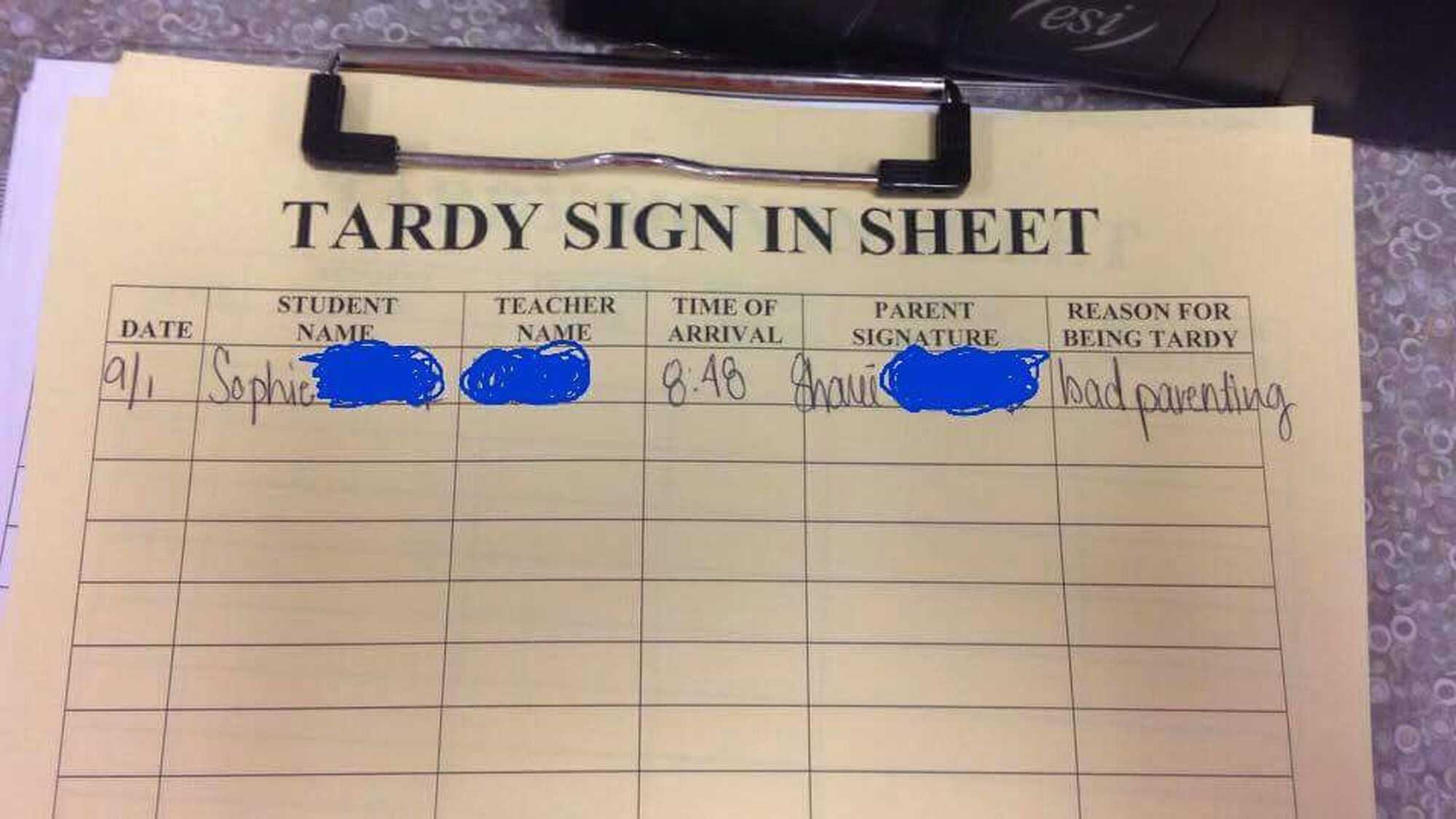 This mom's hilarious excuse for her daughter's tardiness is so relatable