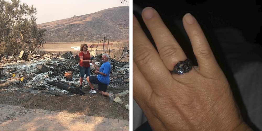 Man re-proposes after finding wedding ring in ashes of fire-struck home