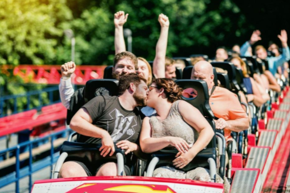 Thrill-seeking couple gets married mid-roller coaster ride