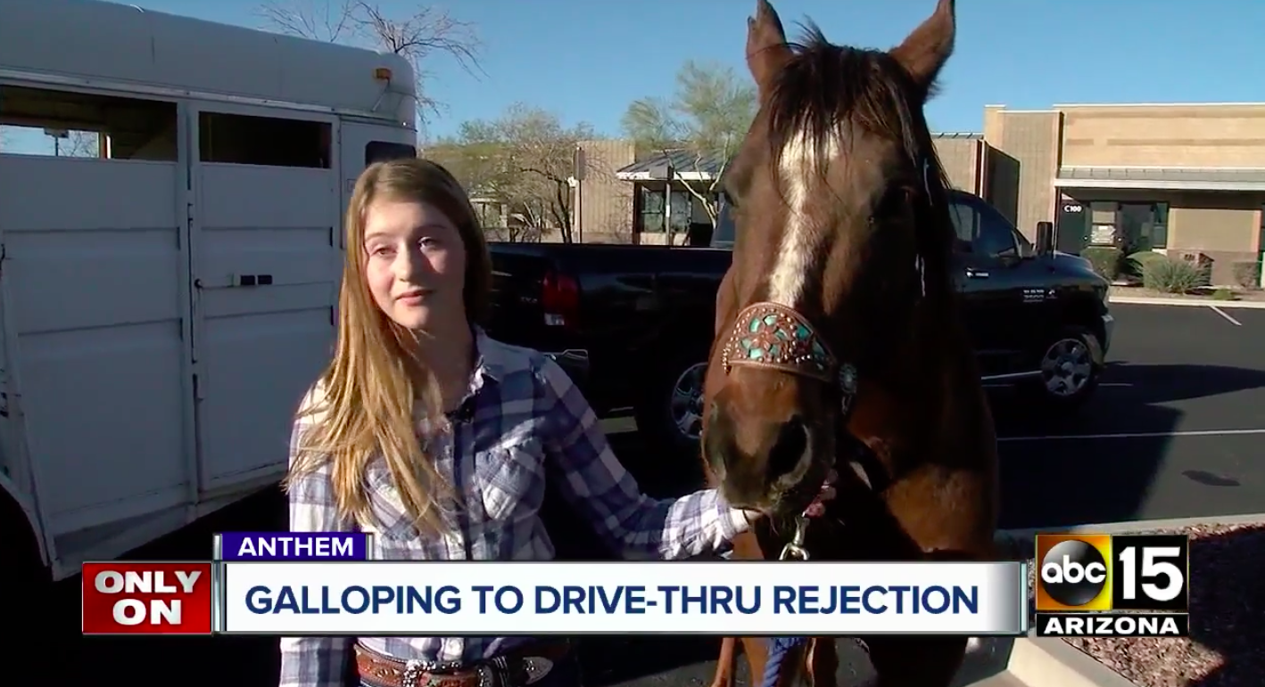 This teen pulled up to a Starbucks drive-through on horseback