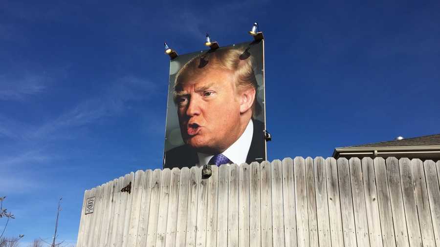 Man's backyard Trump billboard turning heads