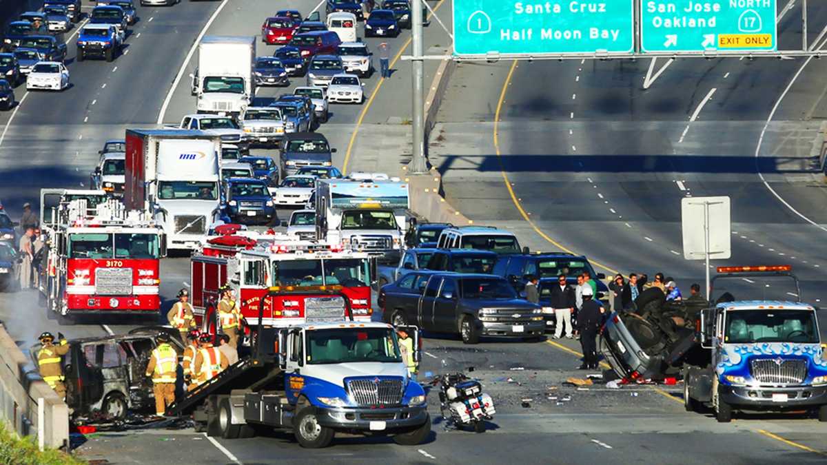 PHOTOS Sunday's fiery crash on Highway 1 in Santa Cruz