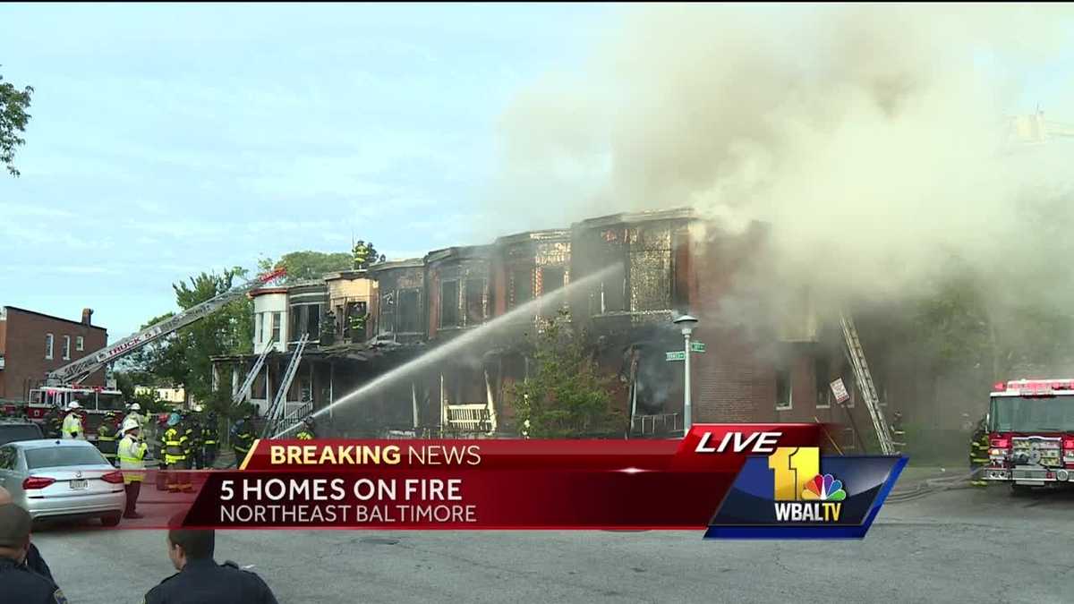 Several homes catch fire in northeast Baltimore