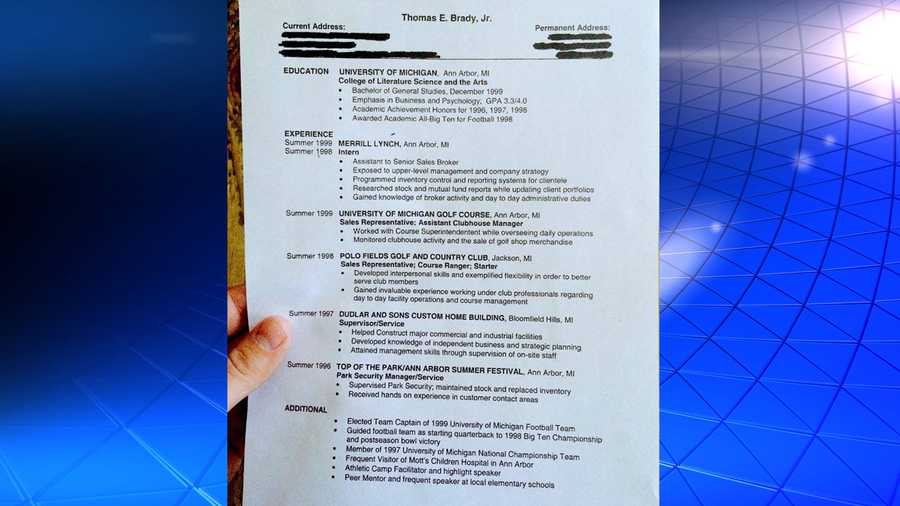 tbt tom brady reveals old college resume