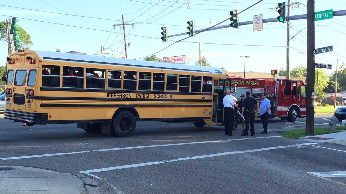 Vehicle crashes into Jefferson Parish school bus; children, driver