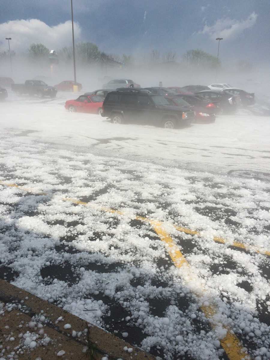 Photos: Hail covers roads