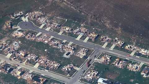 Images: Aerial view of 1974 Xenia tornado damage