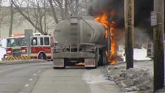 Gasoline tanker fire briefly causes evacuations in Mount Airy