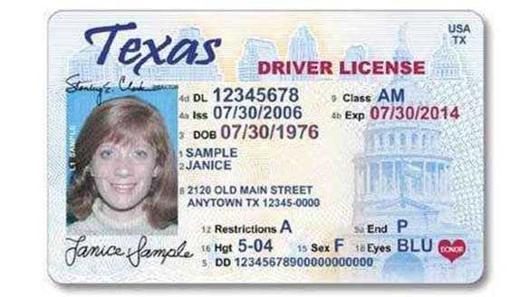 Texas drivers license code cm