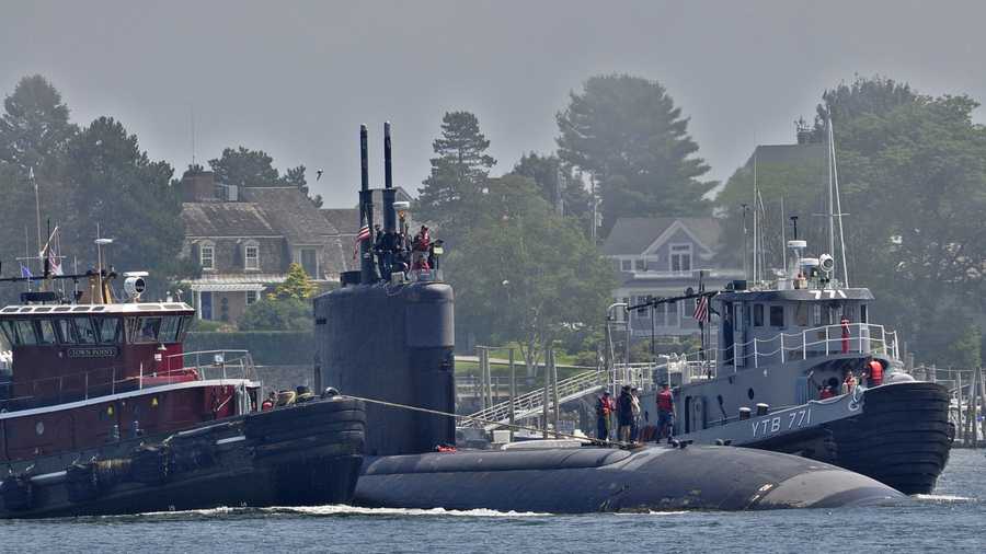 Nuclear submarine arrives at Portsmouth Naval Shipyard for maintenance