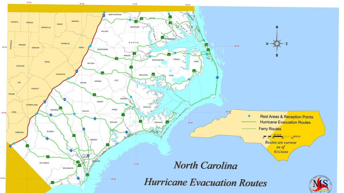 North Carolina Hurricane Zone Map