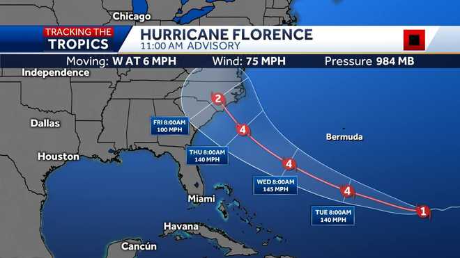 Isaac strengthens into a hurricane; now three active hurricanes in Atlantic