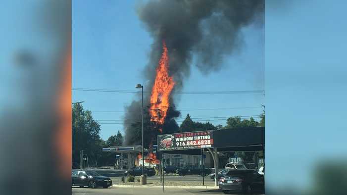 RV bursts into flames near Fair Oaks AM/PM