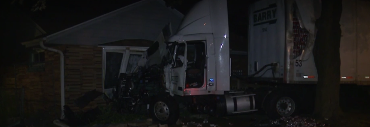 Semi truck full of beer crashes into home after driver falls asleep behind the wheel