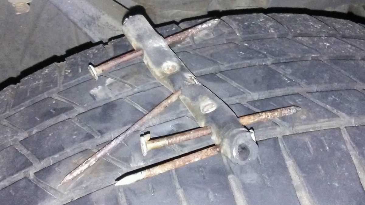 Community terrorized by homemade spike strips