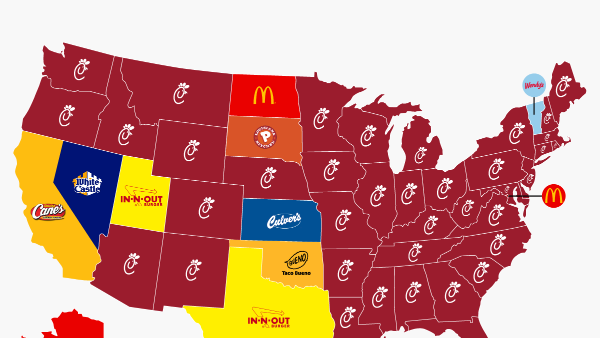 This map clearly shows which fastfood restaurant Americans love