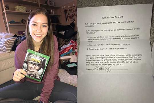 Man signs contract with girlfriend to play video game he received for Christmas
