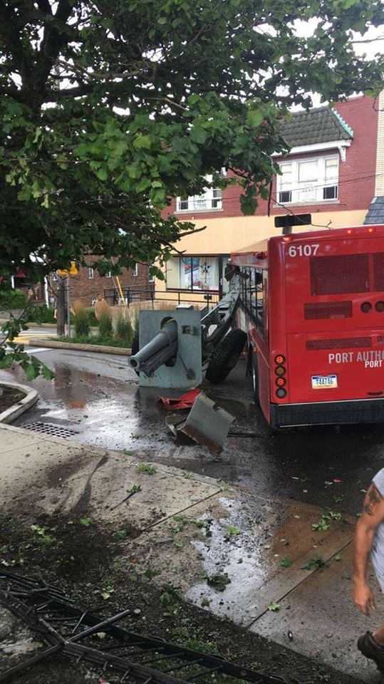 Port Authority bus crashes into the Brookline cannon