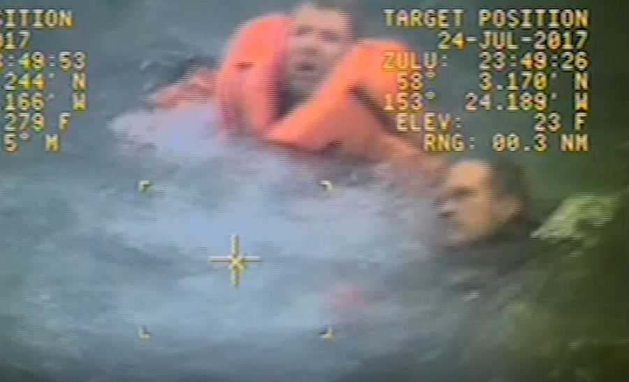 'Incredible' sight: Captain goes overboard to save crew member