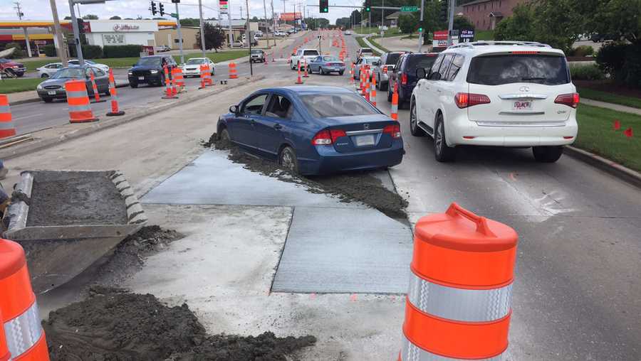 Driver to pay for damage after driving into wet concrete