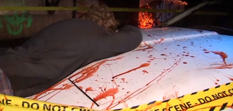 Shocking Halloween display creates friendly competition among neighbors