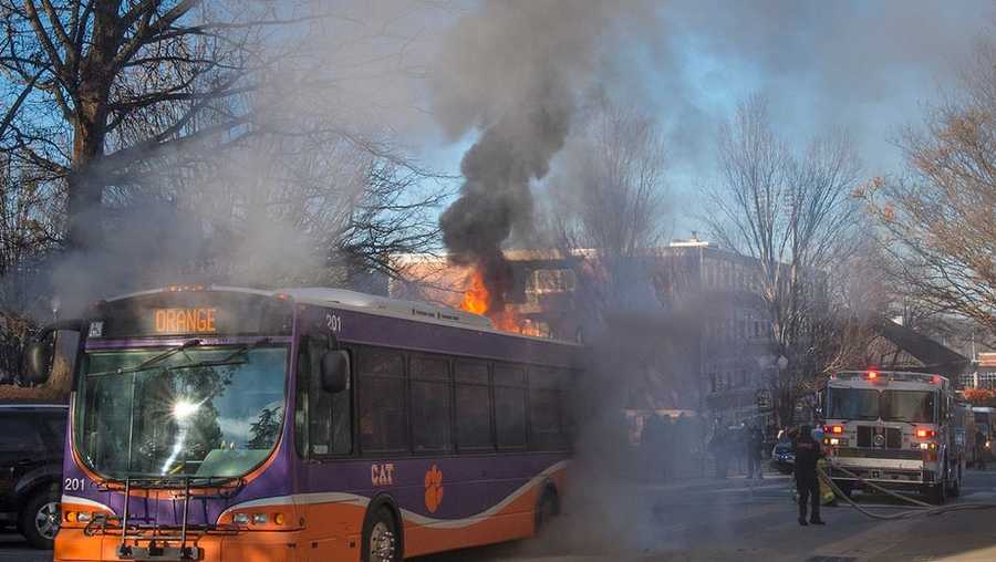 CAT Bus Engine Bursts Into Flames On Clemson University Campus