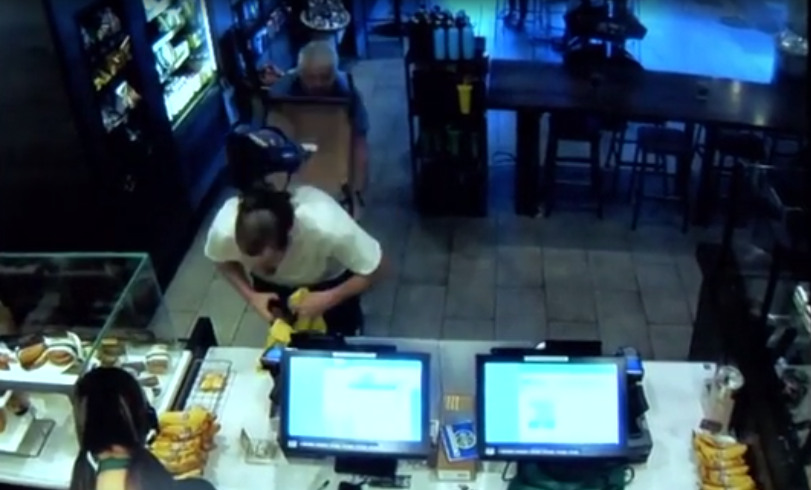 Wild video: Starbucks customer fights off armed robber with metal chair