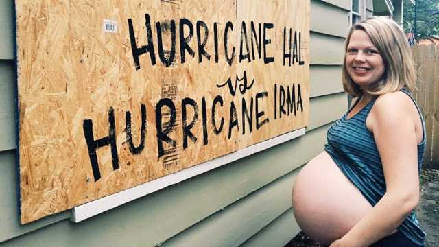 Expecting couple scrambles to leave when Irma's track changes