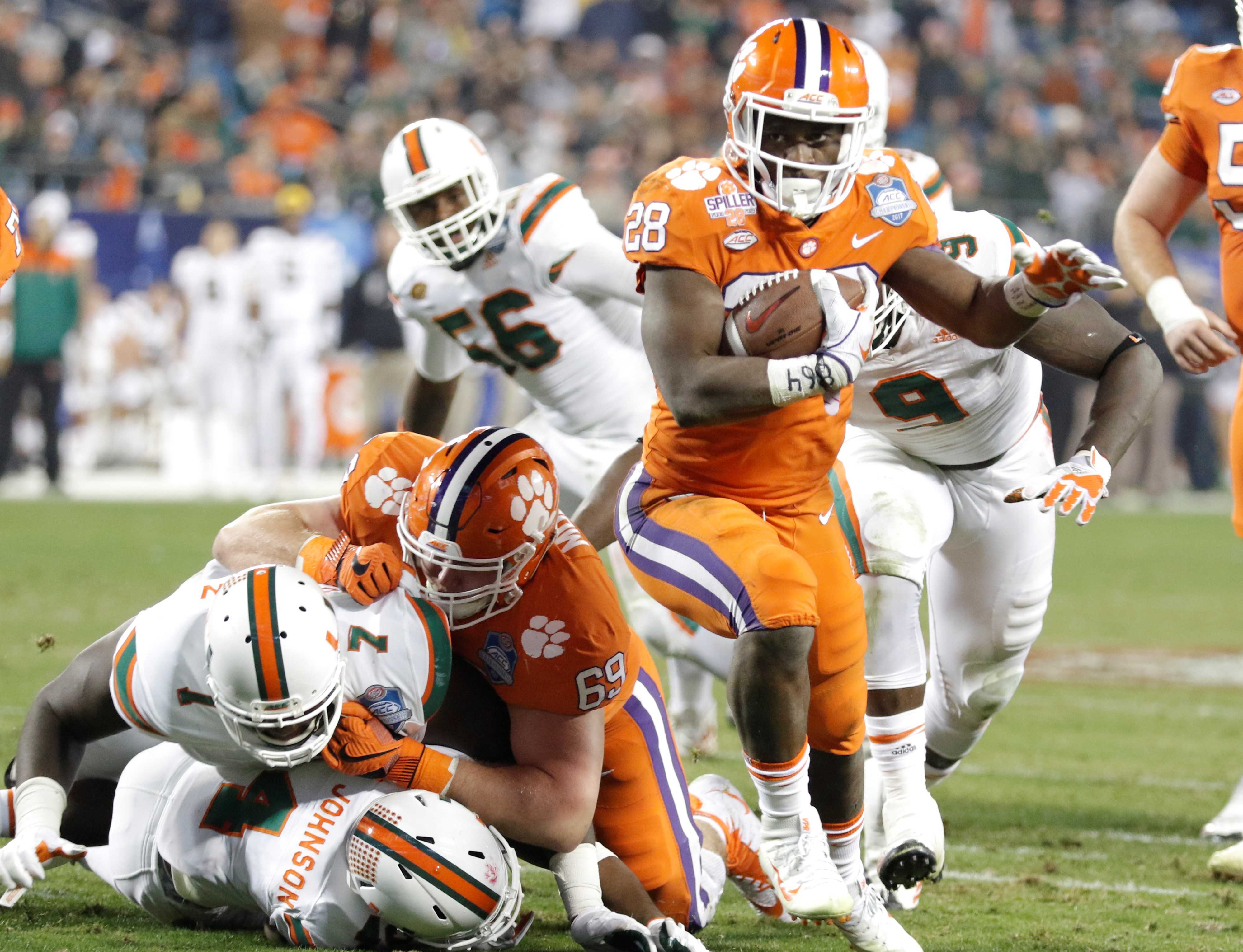 Bryant, No. 1 Clemson pound No. 7 Miami 38-3 for ACC crown