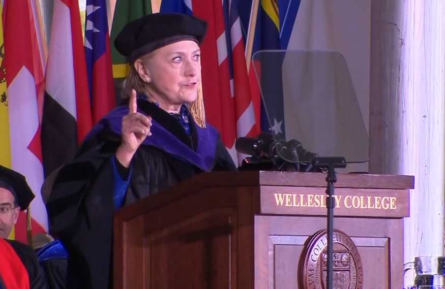Clinton delivers fiery commencement speech at alma mater
