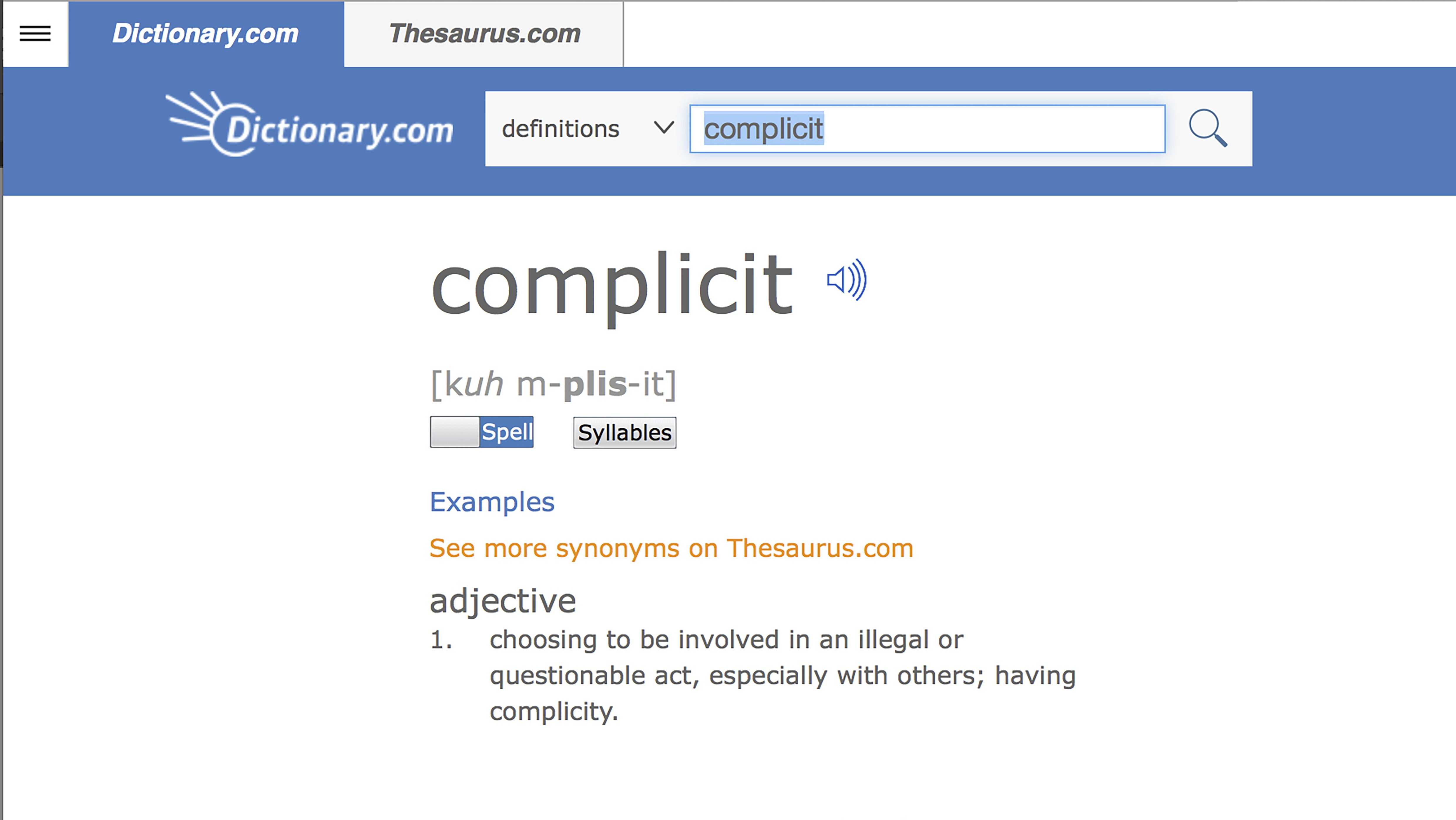 Dictionary.com chooses 'complicit' as its 2017 word of the year