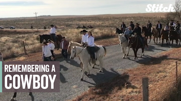 Cowboy honored with horseback procession in small town