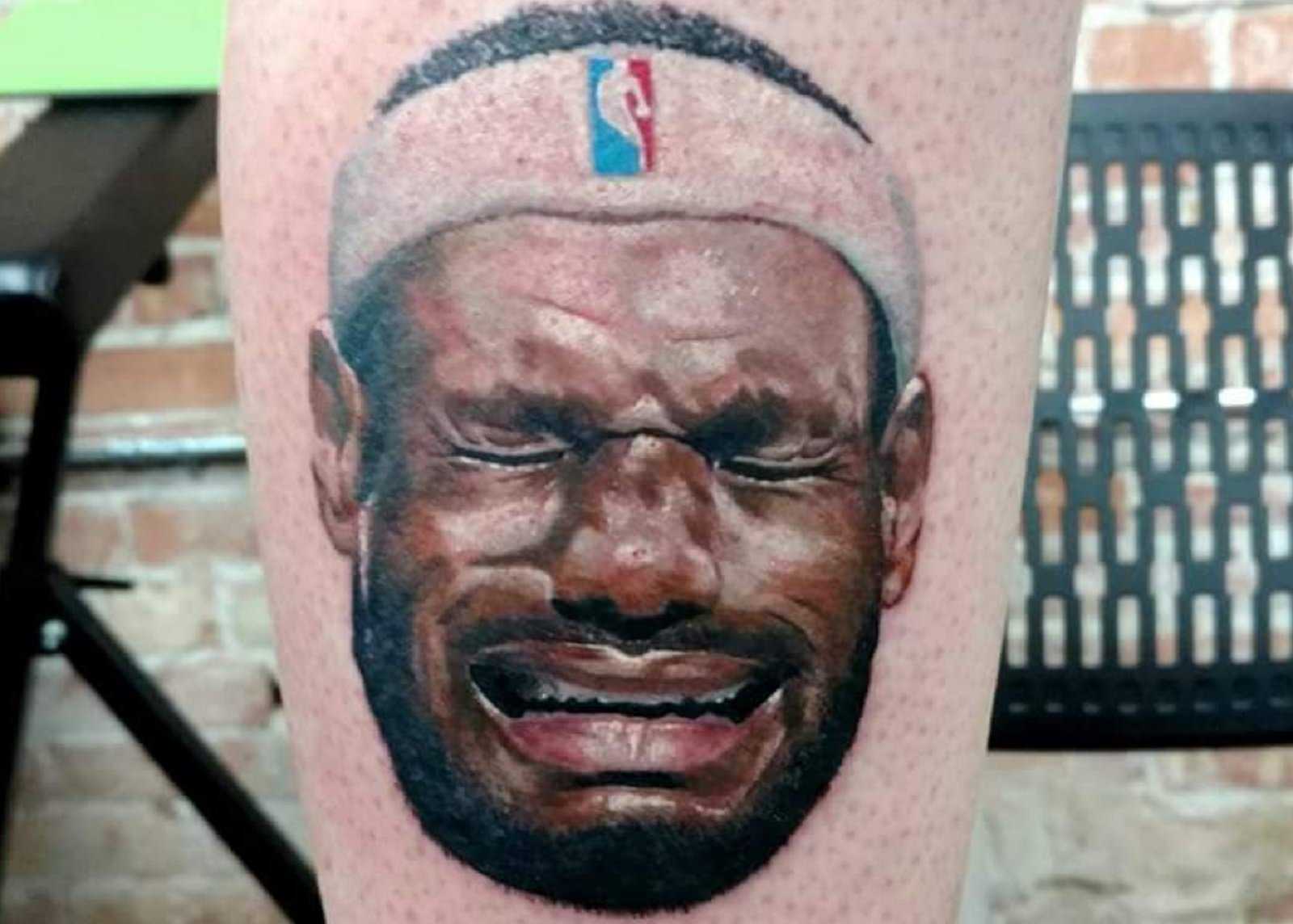 Man tattoos LeBron James' crying face on his leg