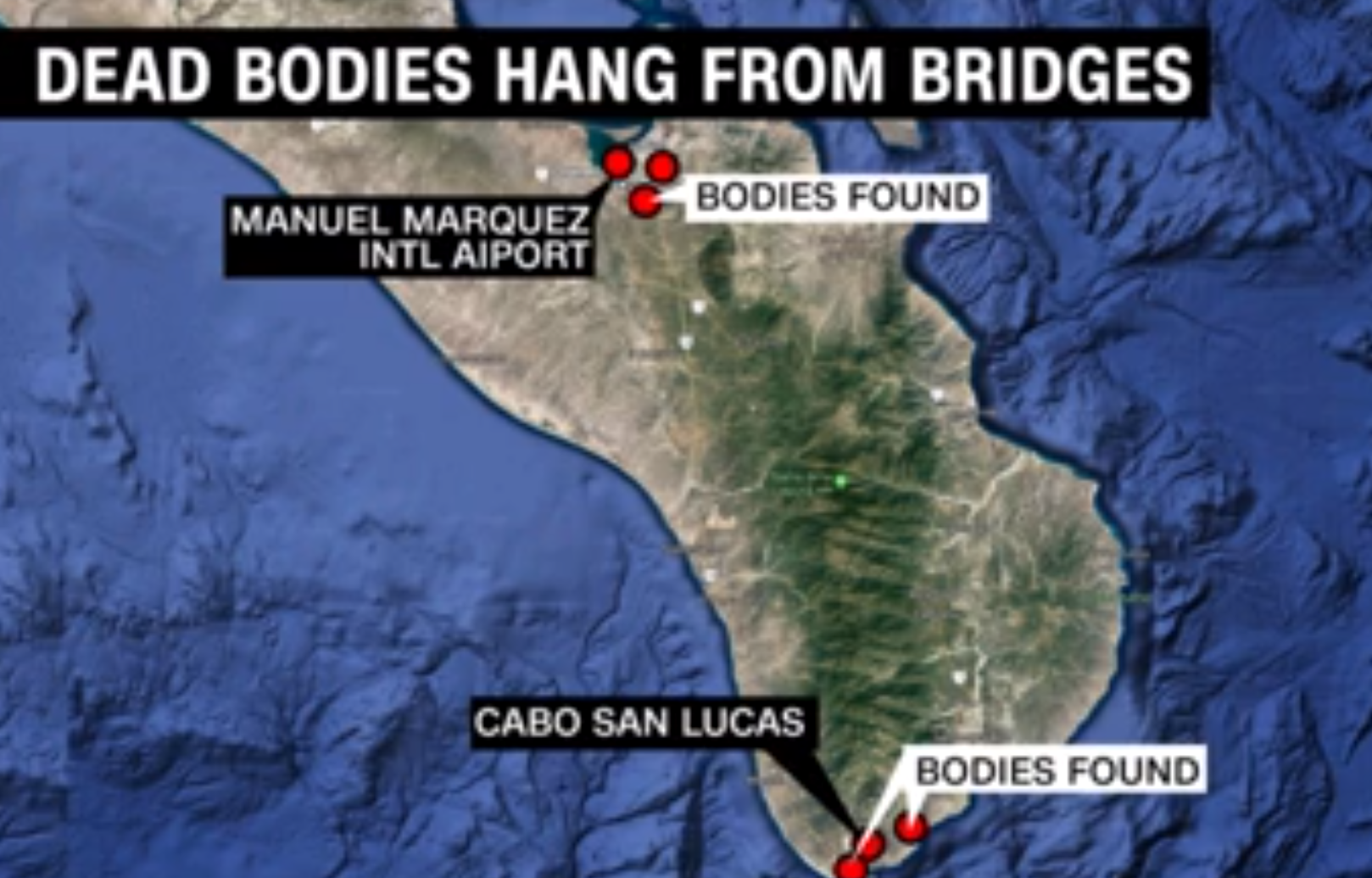Six bodies found hanged from bridges near Mexican tourist resort