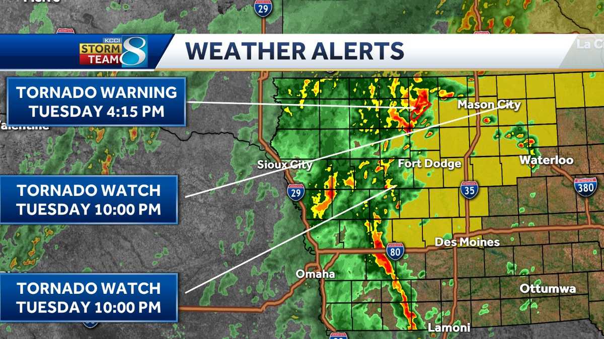 Tornadoconfirmed storm enters central Iowa, watches issued