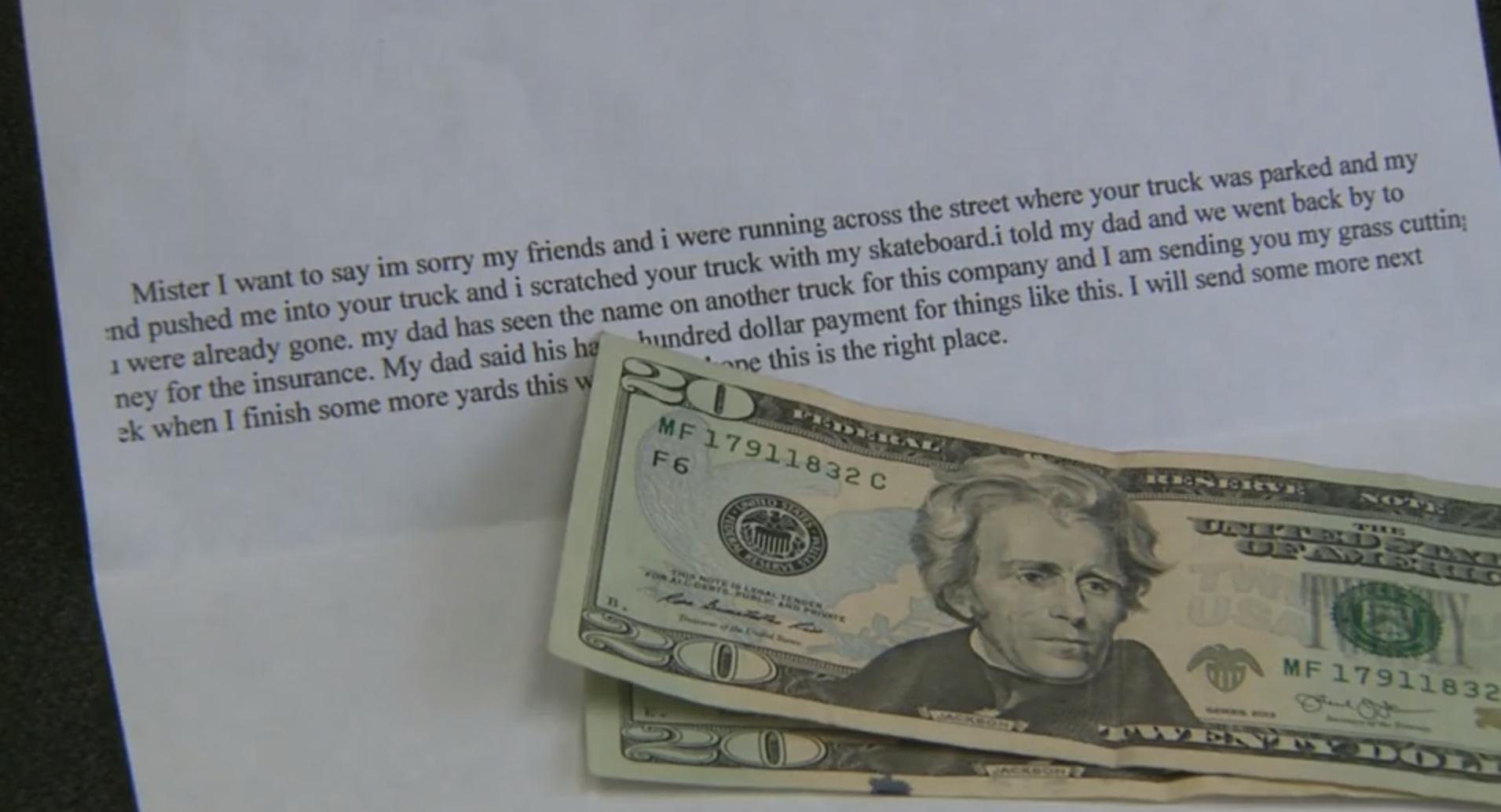Moved by anonymous apology, man hopes to return 'grass cutting money' to sender