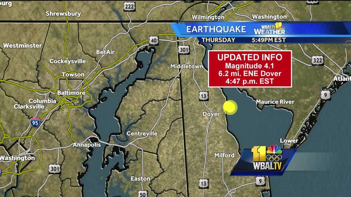 USGS Earthquake felt in Maryland originated in Delaware