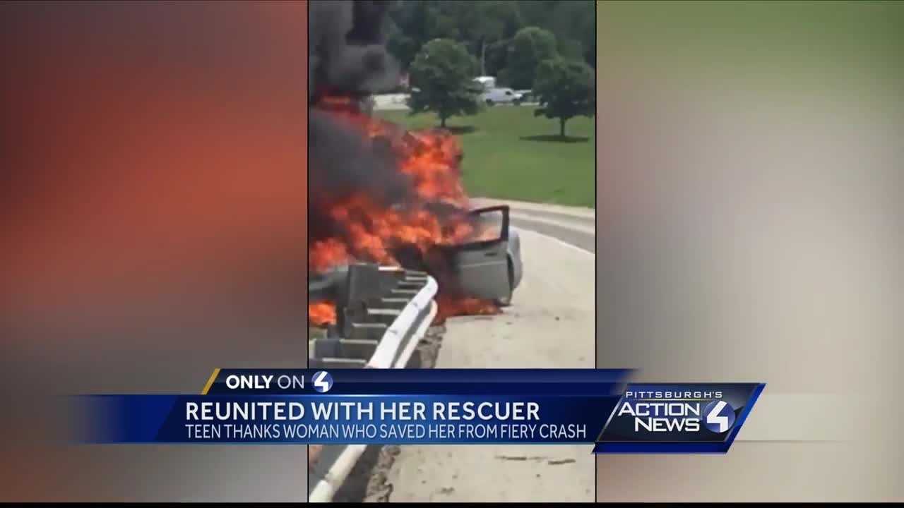 'Guardian angel' saves teen from fiery crash