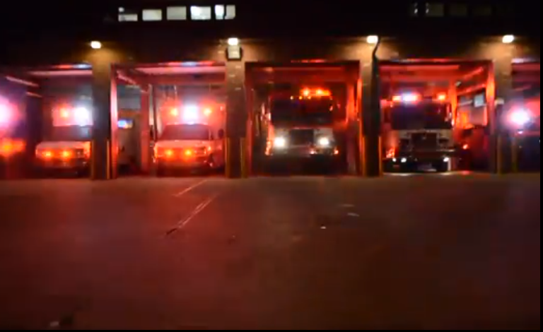 Firetruck, ambulance lights sync up to iconic Christmas song
