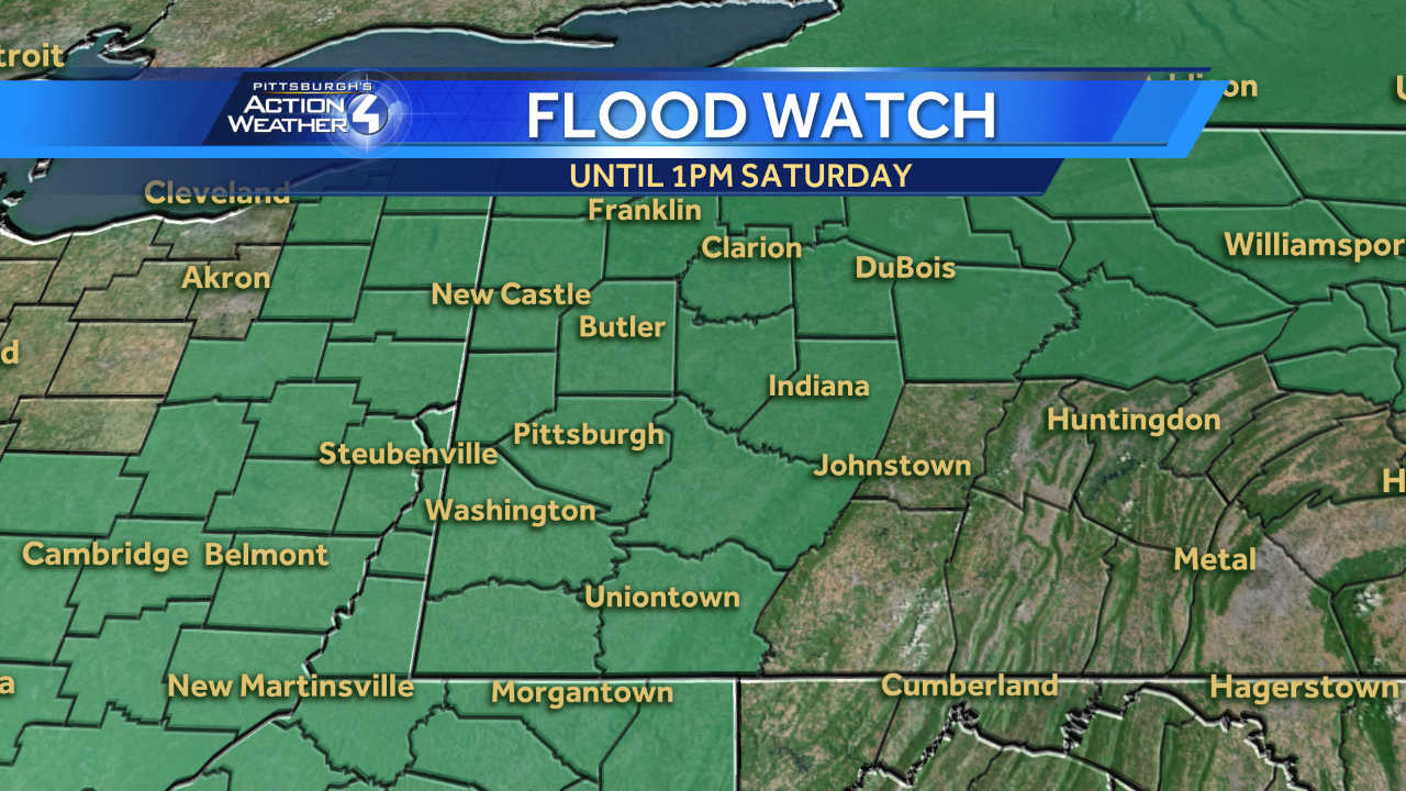 Flood warning in effect for much of western Pennsylvania