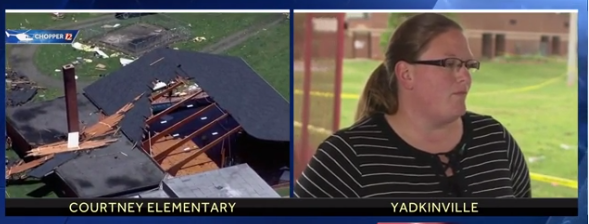 Teacher recounts terrifying moments when tornado destroys school gym