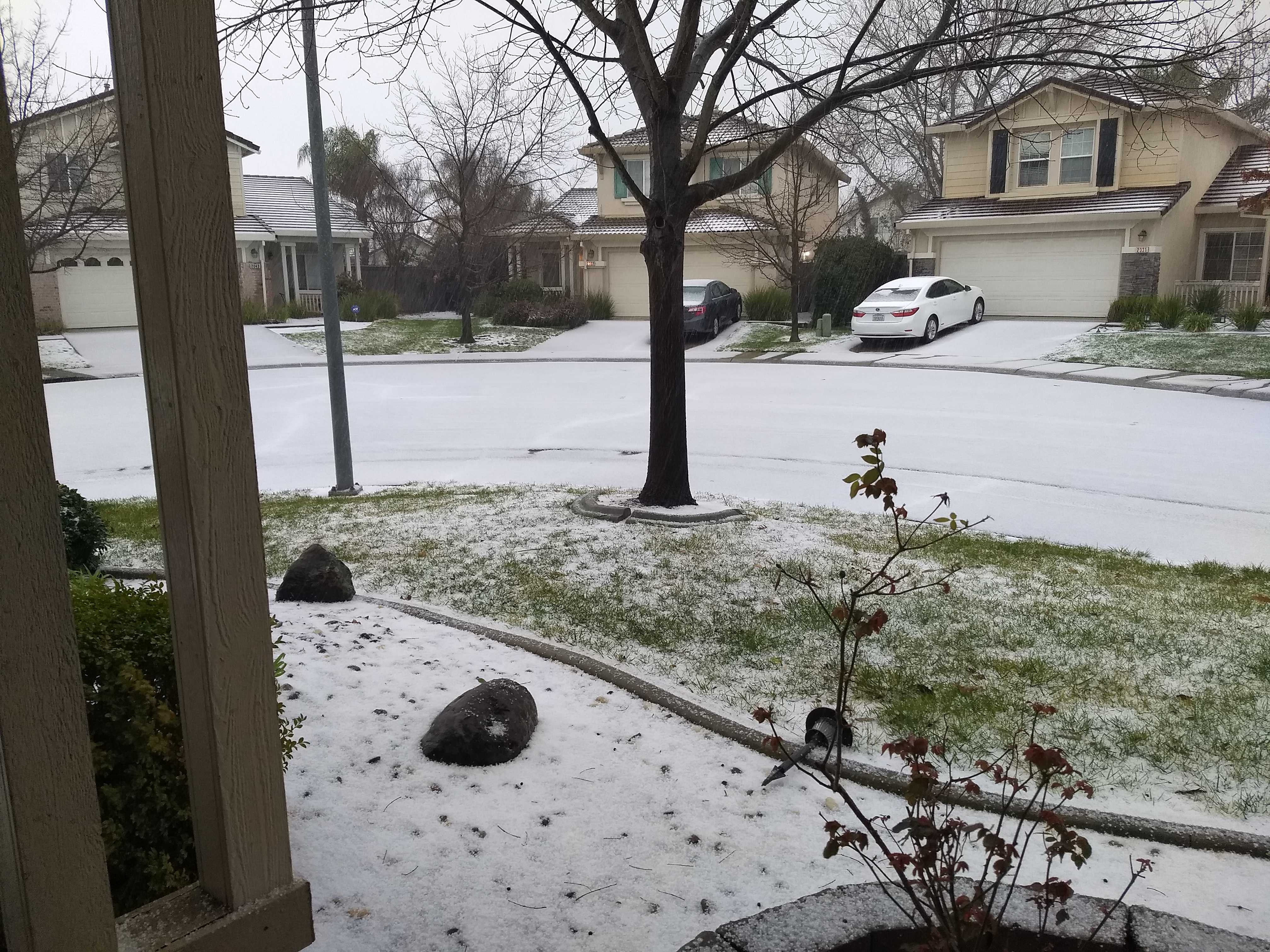 Did it snow in Sacramento? Nope, that's hail!