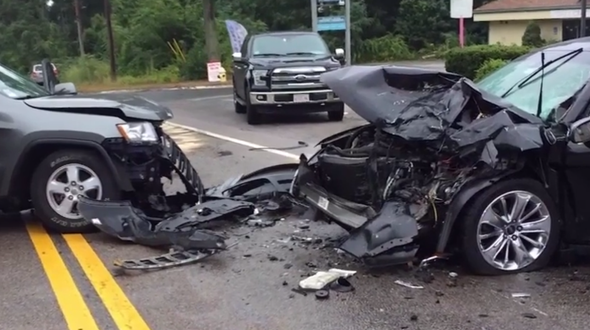 Video shows wrong-way driver hitting car head-on