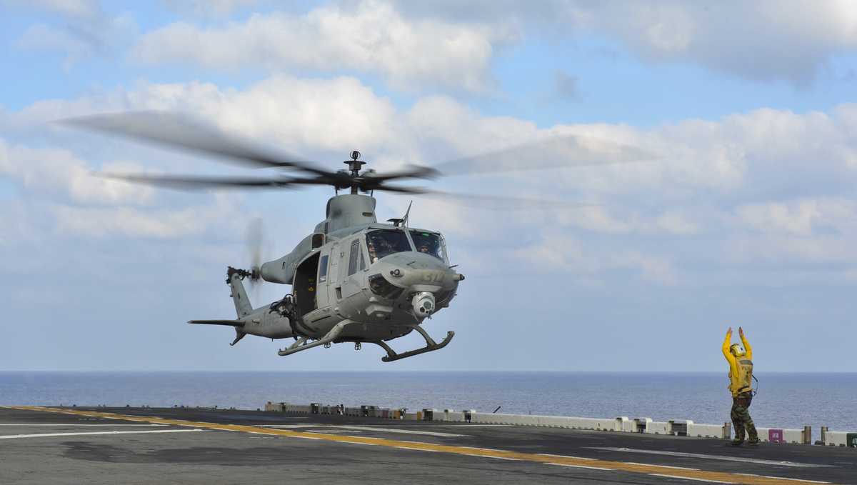 US sailor in critical condition after being hit by helicopter blade